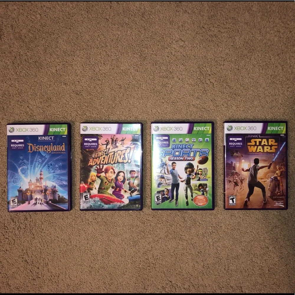 Microsoft XBOX 360 Kinect Game Bundle Star Wars, Disneyland, Sports, Adventures
